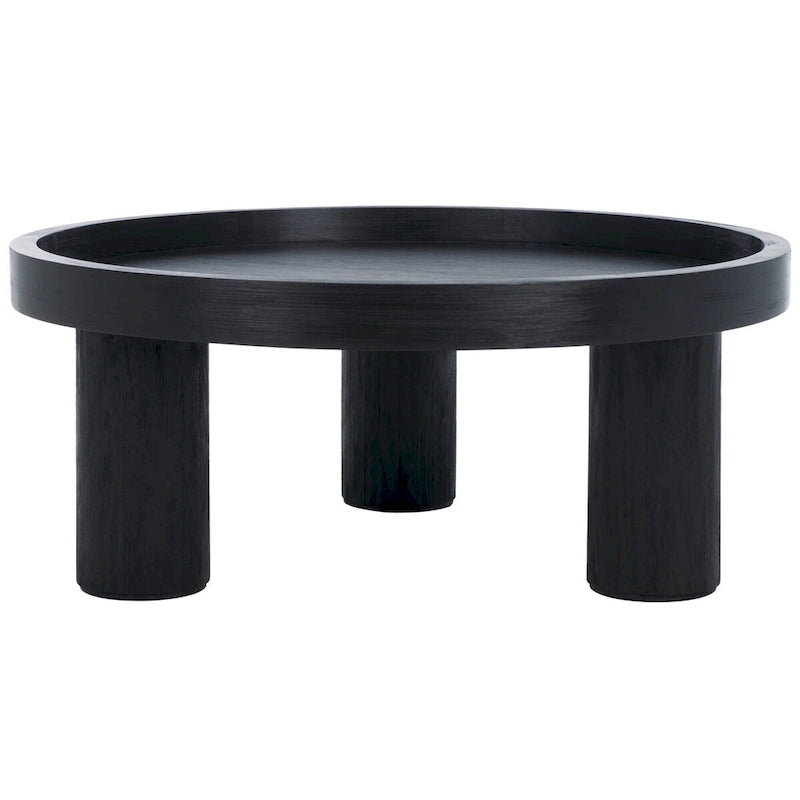 Table basse ronde avec plateau amovible et piètement à 3 pieds