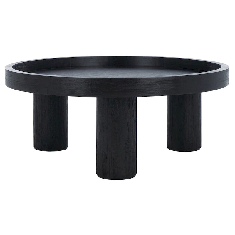 Table basse ronde avec plateau amovible et piètement à 3 pieds