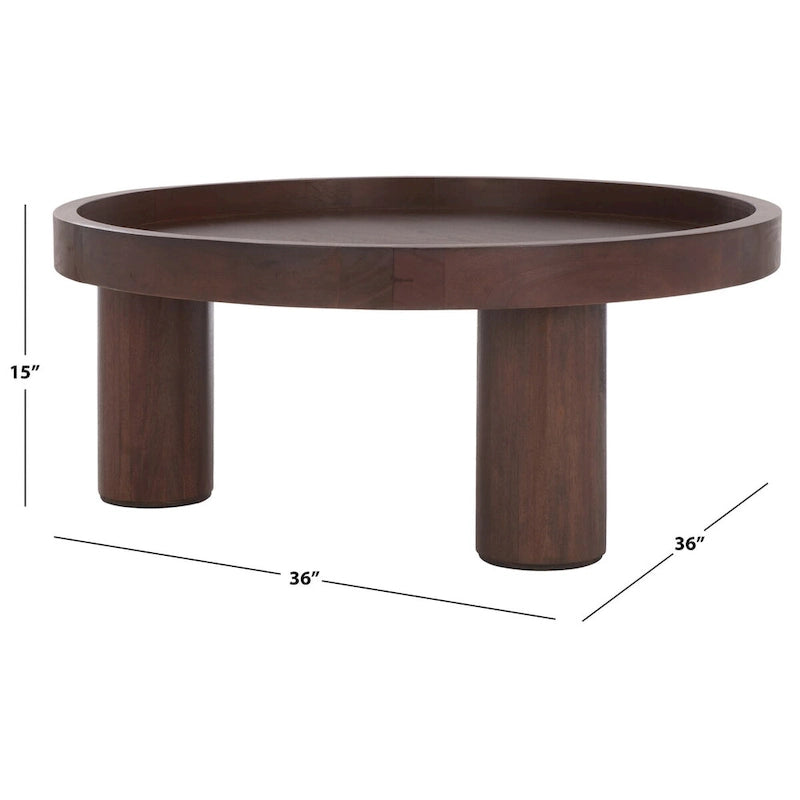 Table basse ronde avec plateau amovible et piètement à 3 pieds