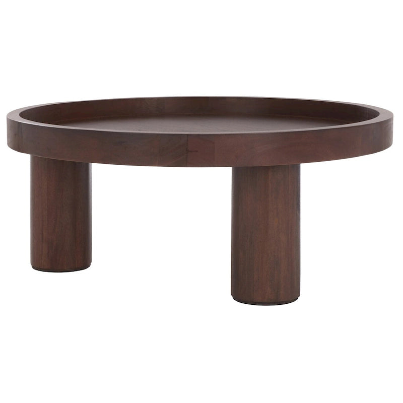 Table basse ronde avec plateau amovible et piètement à 3 pieds