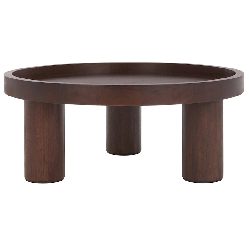 Table basse ronde avec plateau amovible et piètement à 3 pieds