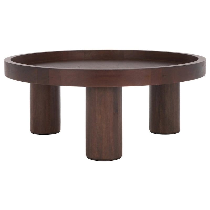 Table basse ronde avec plateau amovible et piètement à 3 pieds
