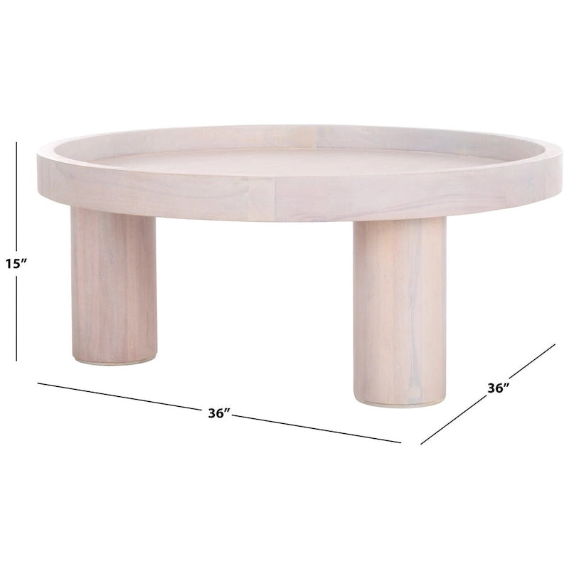 Table basse ronde avec plateau amovible et piètement à 3 pieds