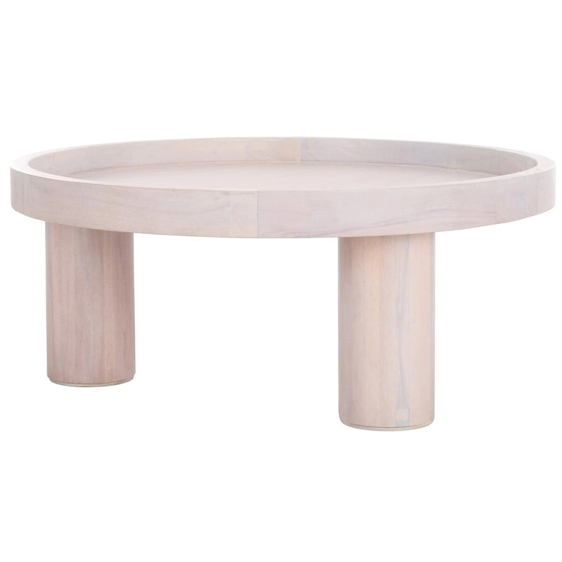 Table basse ronde avec plateau amovible et piètement à 3 pieds