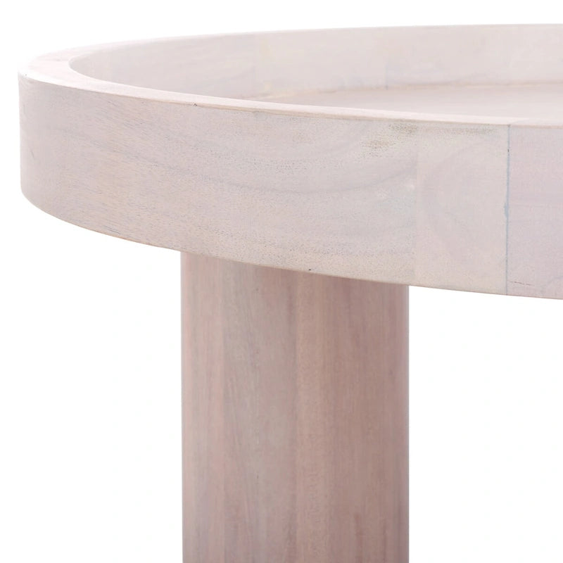 Table basse ronde avec plateau amovible et piètement à 3 pieds