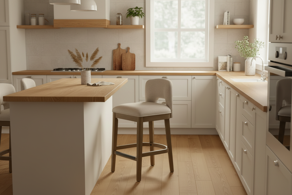 Wide angle kitchen stool scene